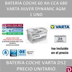 BATERIA COCHE VARTA 60 AH D52