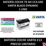 BATERIA COCHE VARTA 70 AH E13