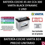 BATERIA COCHE VARTA 45 AH B24