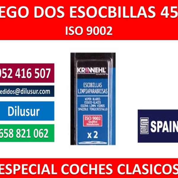 ESCOBILLAS 100% GOMA NATURAL 45 CMS. 2 UNIDADES