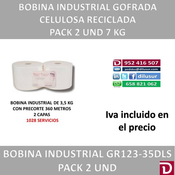 BOBINA CELULOSA RECICLADA 2 CP ( 2 UND )