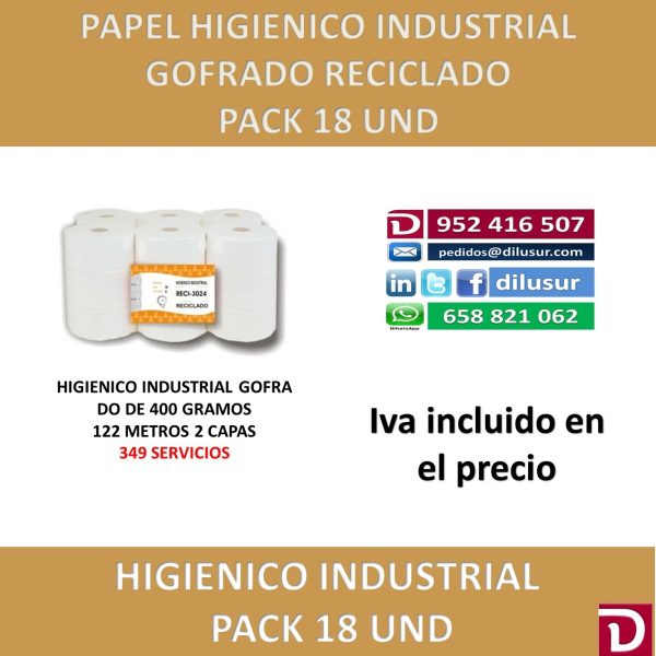 HIGIENICO INDUSTRIAL RECICLADO 18 UNDS