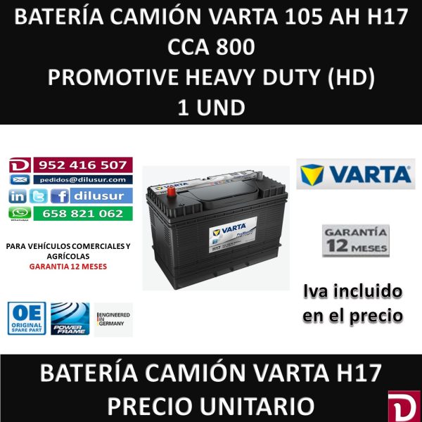 BATERIA CAMION VARTA 105 AH H17