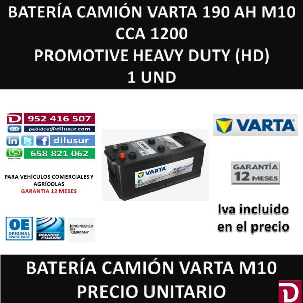 BATERIA CAMION VARTA 190 AH M10