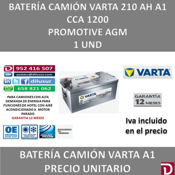 BATERIA CAMION VARTA 210 AH A1