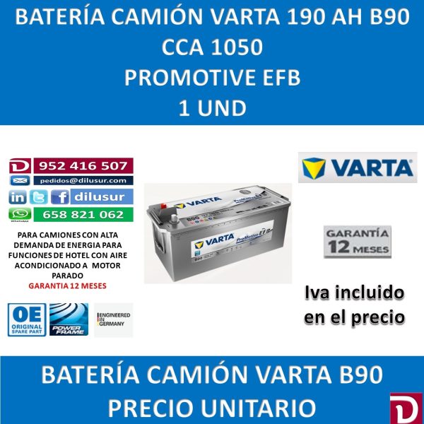 BATERIA CAMION VARTA 190 AH B90