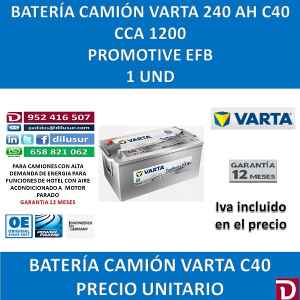 BATERIA CAMION VARTA 240 AH C40