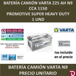 BATERIA CAMION VARTA 225 AH N9