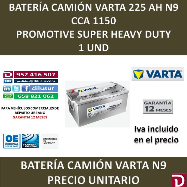 BATERIA CAMION VARTA 225 AH N9