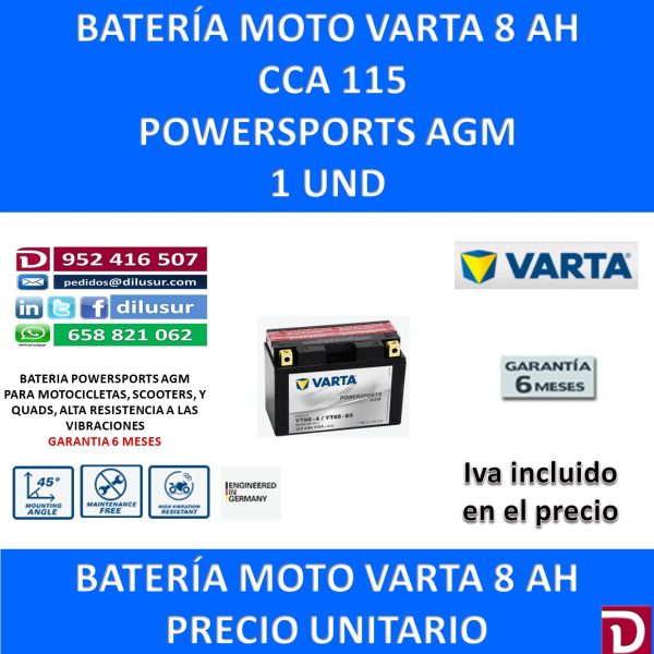 BATERIA MOTO 8 AH YT9B-4 YT9B-BS