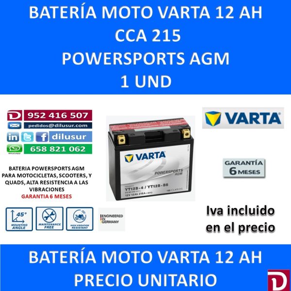 BATERIA MOTO 12 AH YT12B-4 YT12B-BS