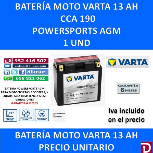 BATERIA MOTO 13 AH YT14B-4 YT14B-BS