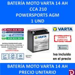 BATERIA MOTO 14 AH YTX16-4-1 YTX16-BS-1