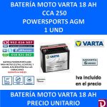 BATERIA MOTO 18 AH YTX20L-4 YTX20L-BS