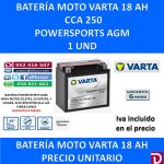 BATERIA MOTO 18 AH YTX20-4 YTX20-BS