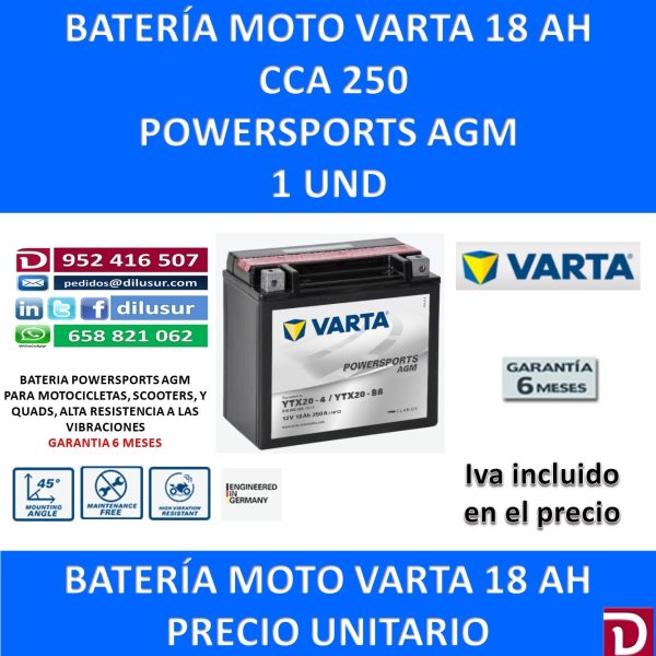 BATERIA MOTO 18 AH YTX20-4 YTX20-BS