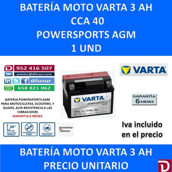 BATERIA MOTO 3 AH YT4L-BS YT4L-4