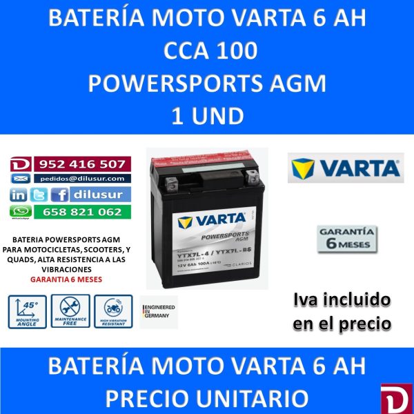 BATERIA MOTO 6 AH YTX7L-BS YTX7L-4