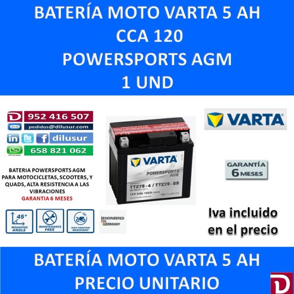 BATERIA MOTO 5 AH TTZ7S-BS TTZ7S-4