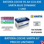 BATERIA COCHE VARTA 95 AH G7