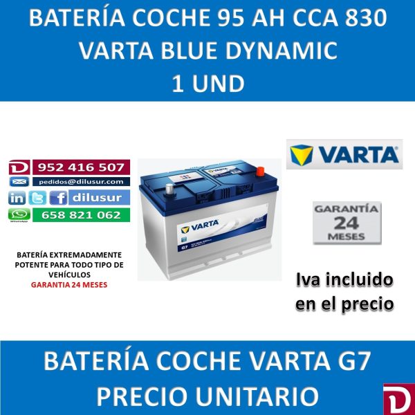 BATERIA COCHE VARTA 95 AH G7