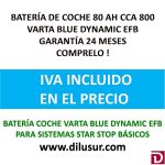 BATERIA COCHE VARTA 80 AH N80