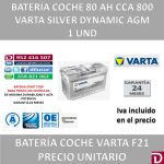 BATERIA COCHE VARTA 80 AH F21