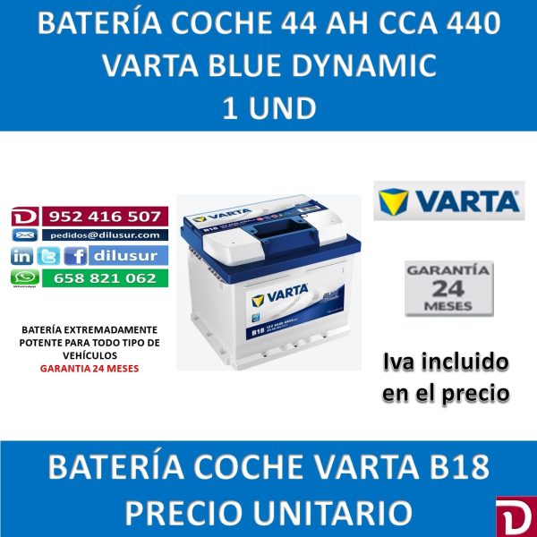 BATERIA COCHE VARTA 44 AH B18