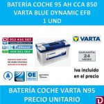 BATERIA COCHE VARTA 95 AH N95