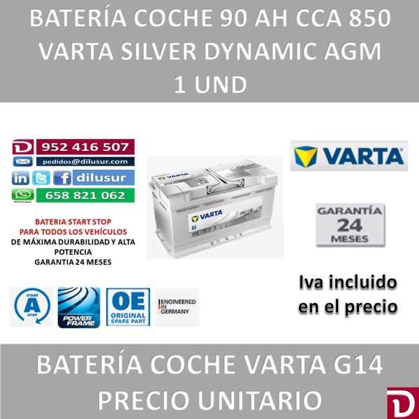 BATERIA COCHE VARTA 95 AH G14