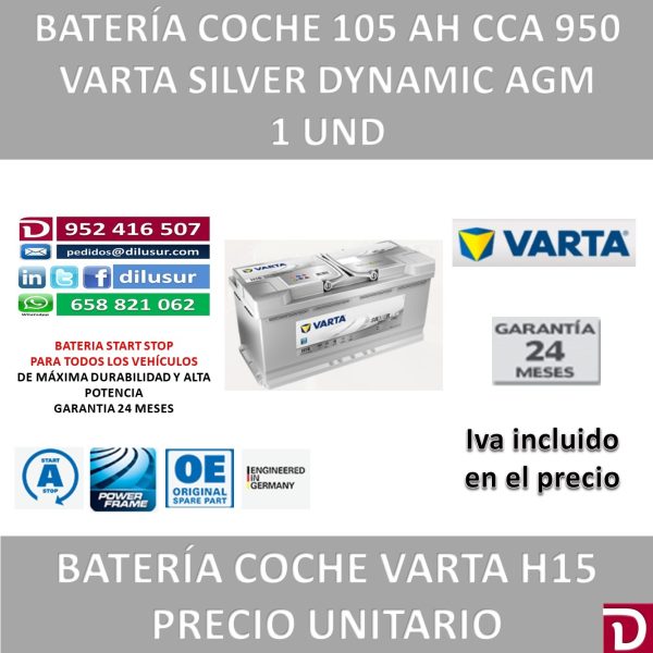 BATERIA COCHE VARTA 105 AH H15