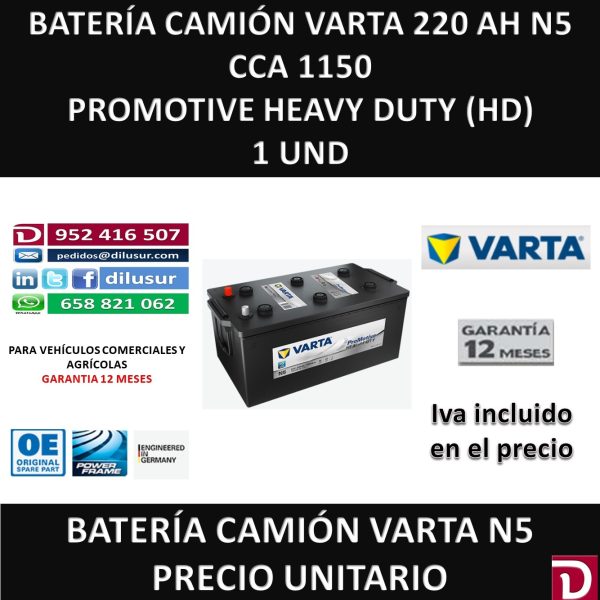 BATERIA CAMION VARTA 220 AH N5
