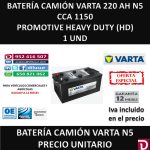 BATERIA CAMION VARTA 220 AH N5
