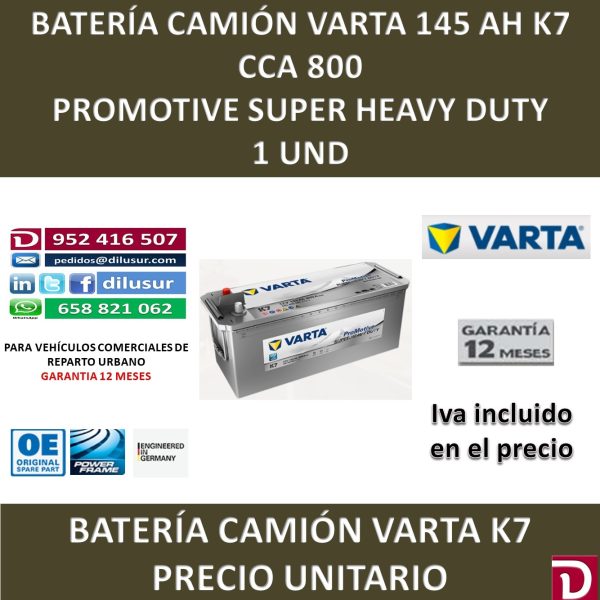BATERIA CAMION VARTA 145 AH K7