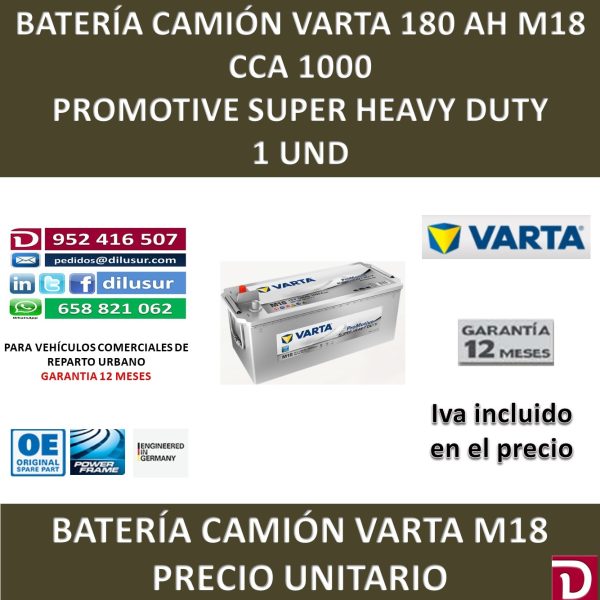BATERIA CAMION VARTA 180 AH M18