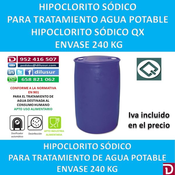 HIPOCLORITO SODICO QX 240 KG.