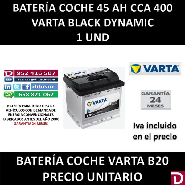 BATERIA COCHE VARTA 45 AH B20