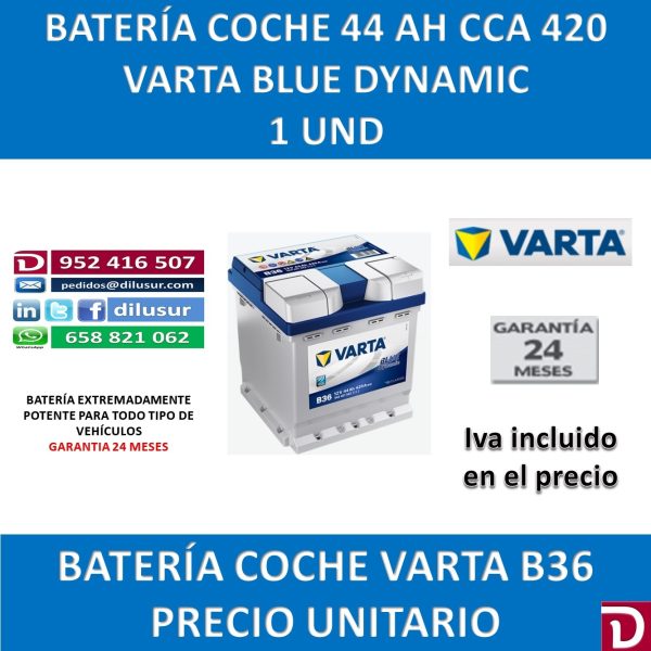 BATERIA COCHE VARTA 44 AH B36