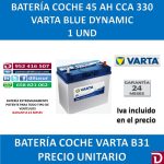 BATERIA COCHE VARTA 45 AH B31