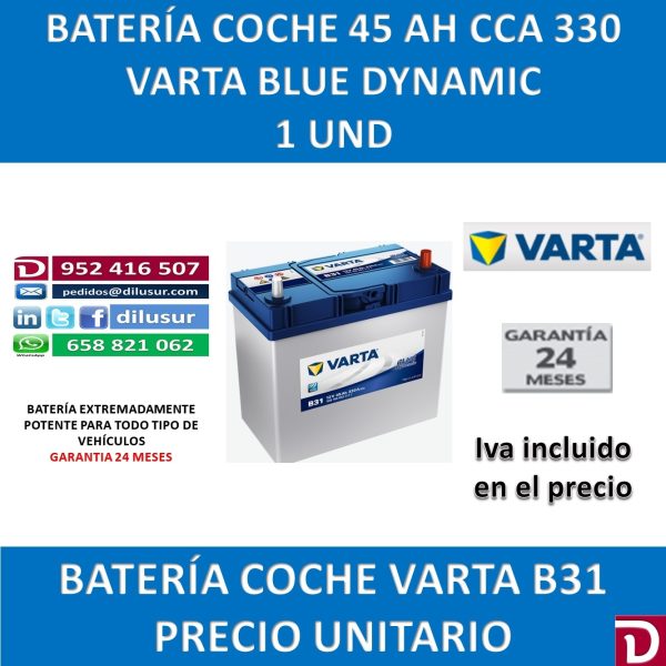 BATERIA COCHE VARTA 45 AH B31