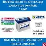 BATERIA COCHE VARTA 45 AH B32