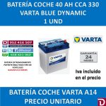 BATERIA COCHE VARTA 40 AH A14