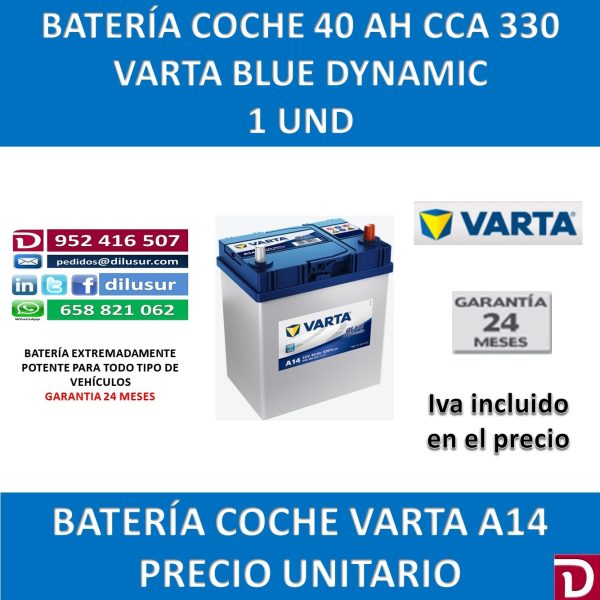 BATERIA COCHE VARTA 40 AH A14