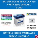 BATERIA COCHE VARTA 40 AH A13