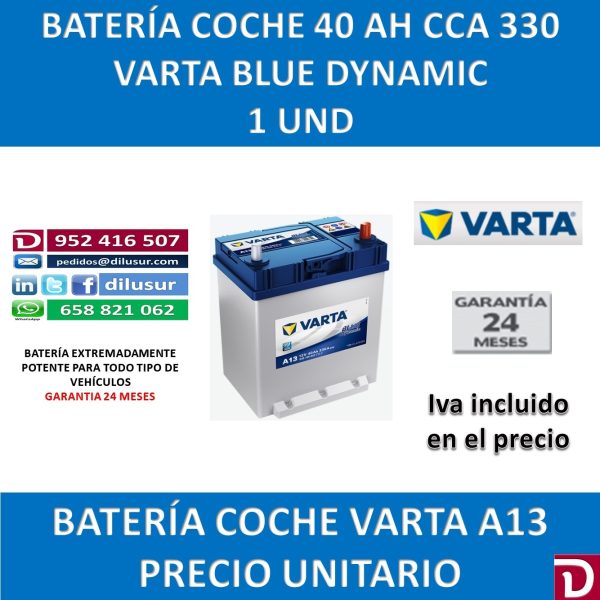 BATERIA COCHE VARTA 40 AH A13