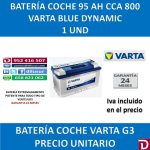 BATERIA COCHE VARTA 95 AH G3