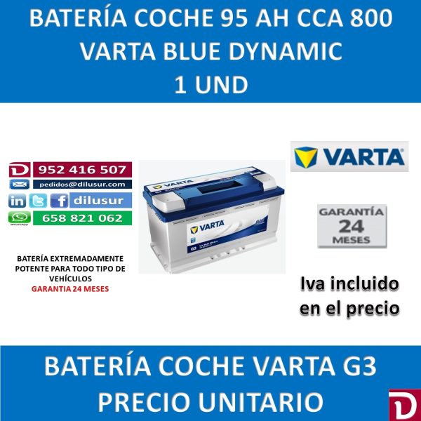 BATERIA COCHE VARTA 95 AH G3