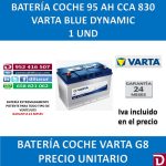 BATERIA COCHE VARTA 95 AH G8
