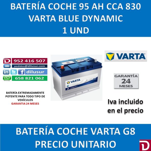 BATERIA COCHE VARTA 95 AH G8