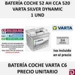 BATERIA COCHE VARTA 52 AH C6